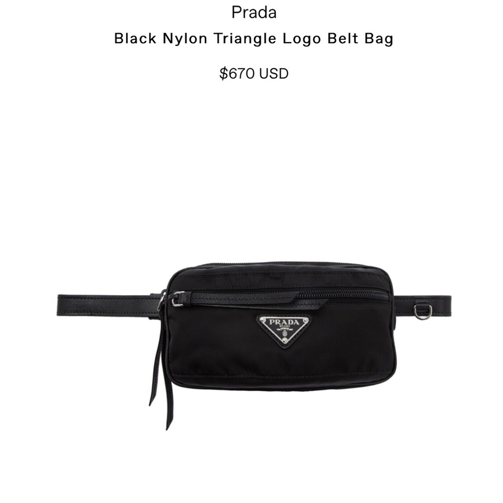 Prada black triangle logo belt bag 🖤